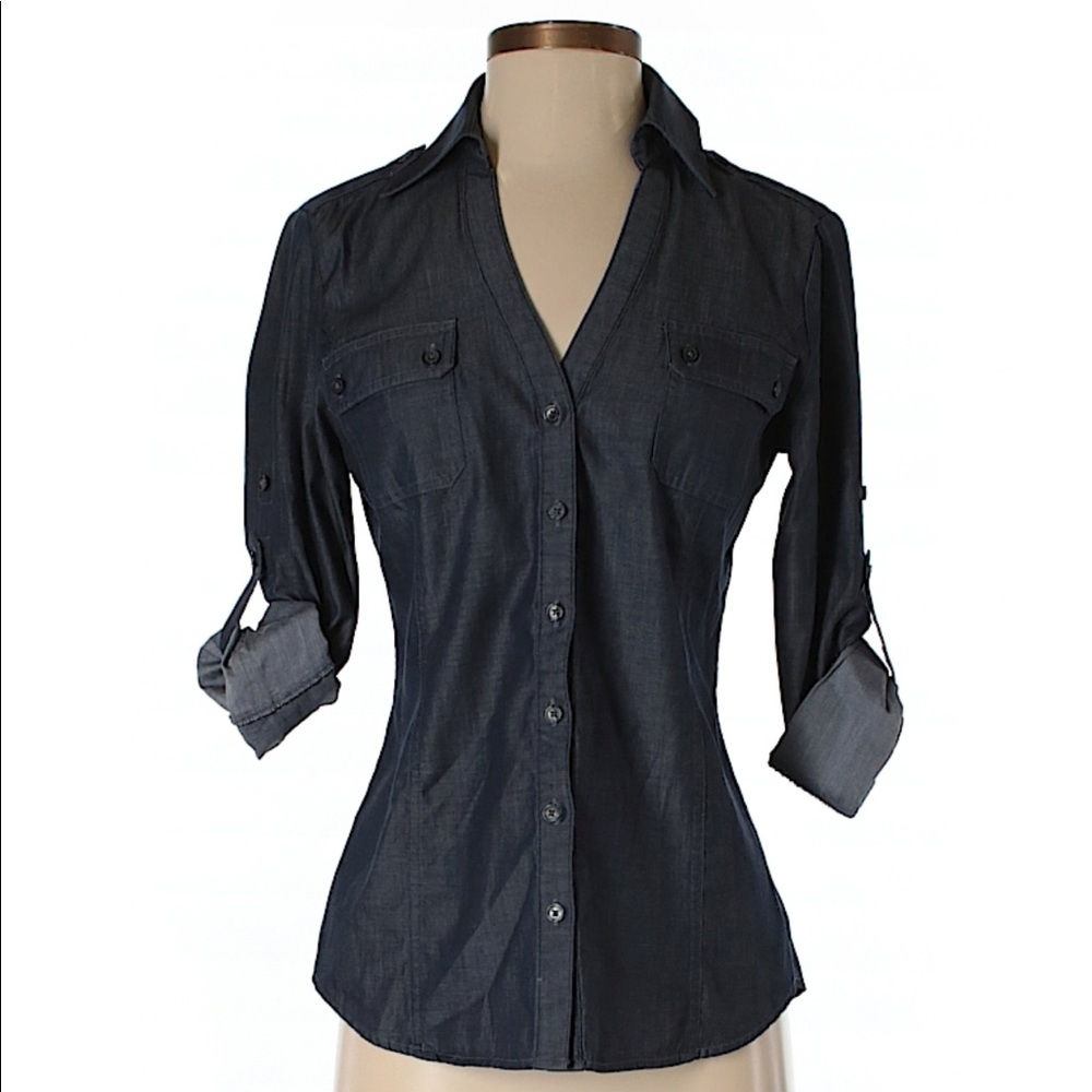 Express Dark denim SZ S long sleeve button down